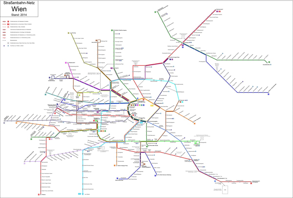 Виена strassenbahn картата