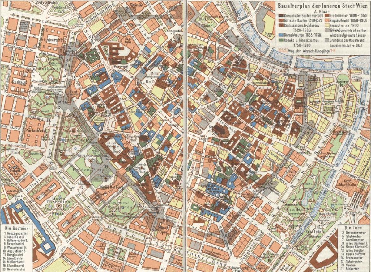 Виена, Стария град карта