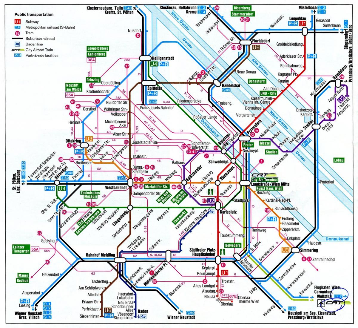 Карта на Виена, Австрия влак