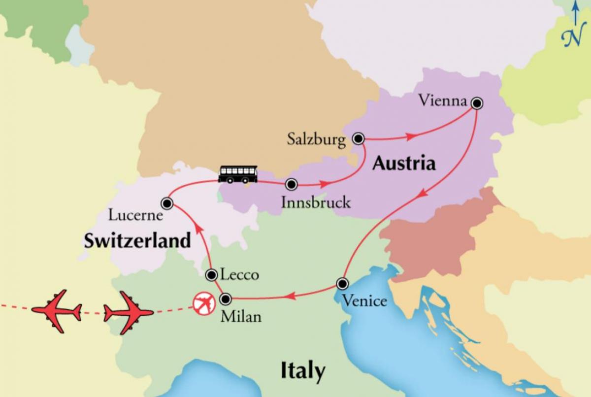 Карта На Виена, Швейцария.