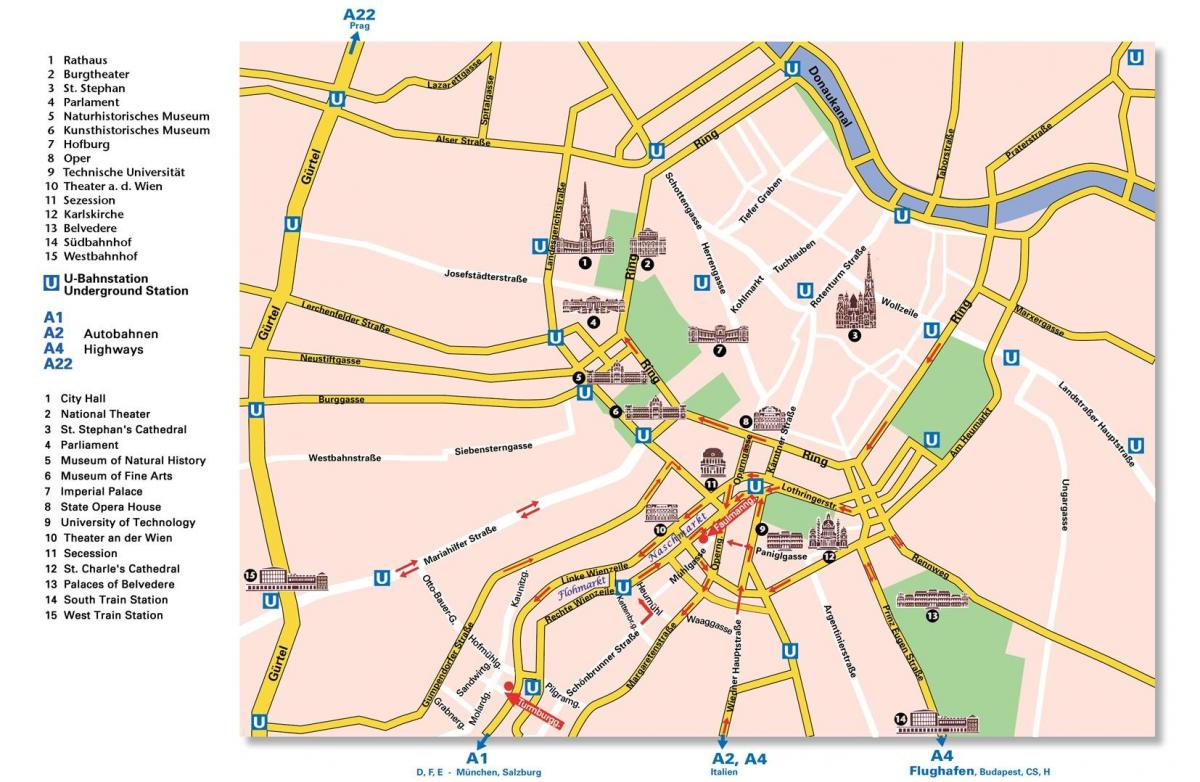 Карта на Виена, околовръстен път 