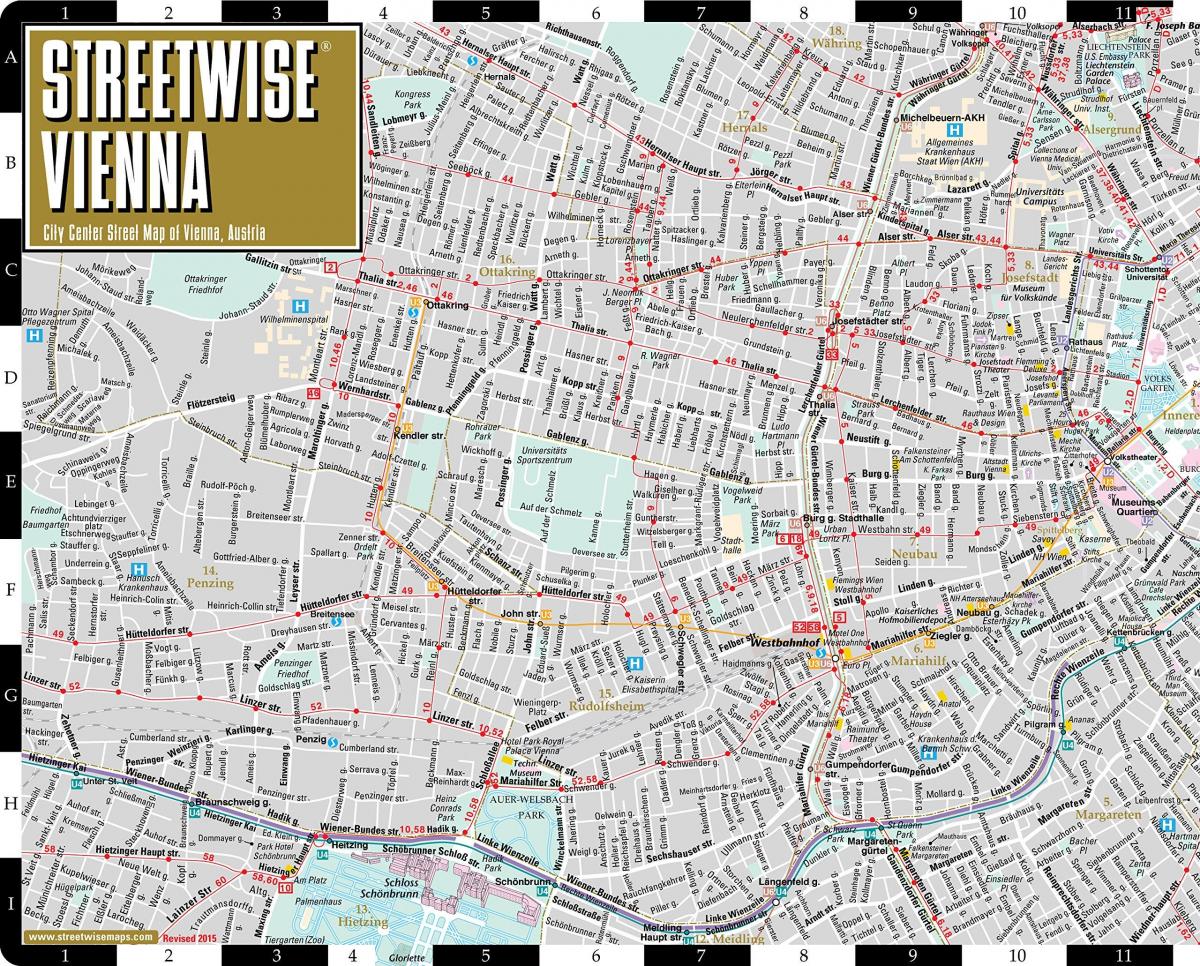 улиците на града карта на Виена, Австрия