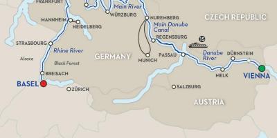 Карта на река Дунав във Виена 
